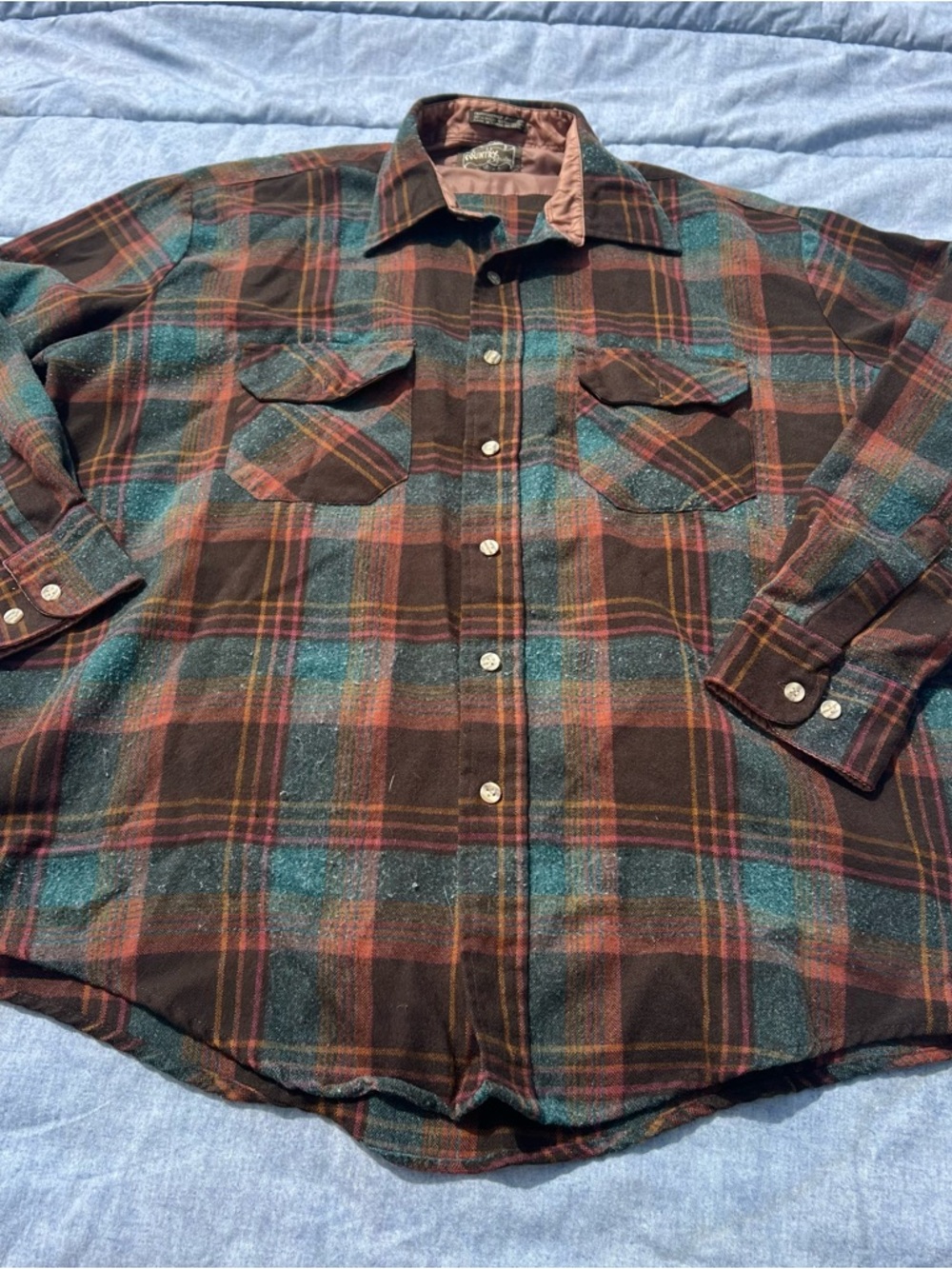 Vintage Country Squire Plaid Brown/Multicolor Button Front Shirt Size XL